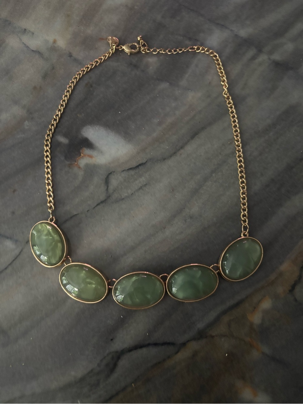 Chico’s Gold-Tone Necklace with Green Oval Stones - Women Jewelry